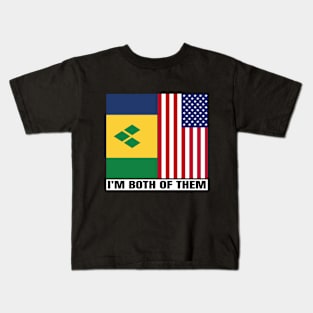 Half Vincentian Half American Heritage USA Roots & Vincent and the Grenadines DNA Family Flag Design Kids T-Shirt